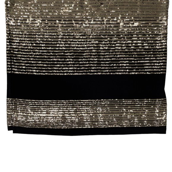Saint Laurent Viscose/Polyester Sequin Striped T-shirt - Black Gold | Large - Picture 4 of 12
